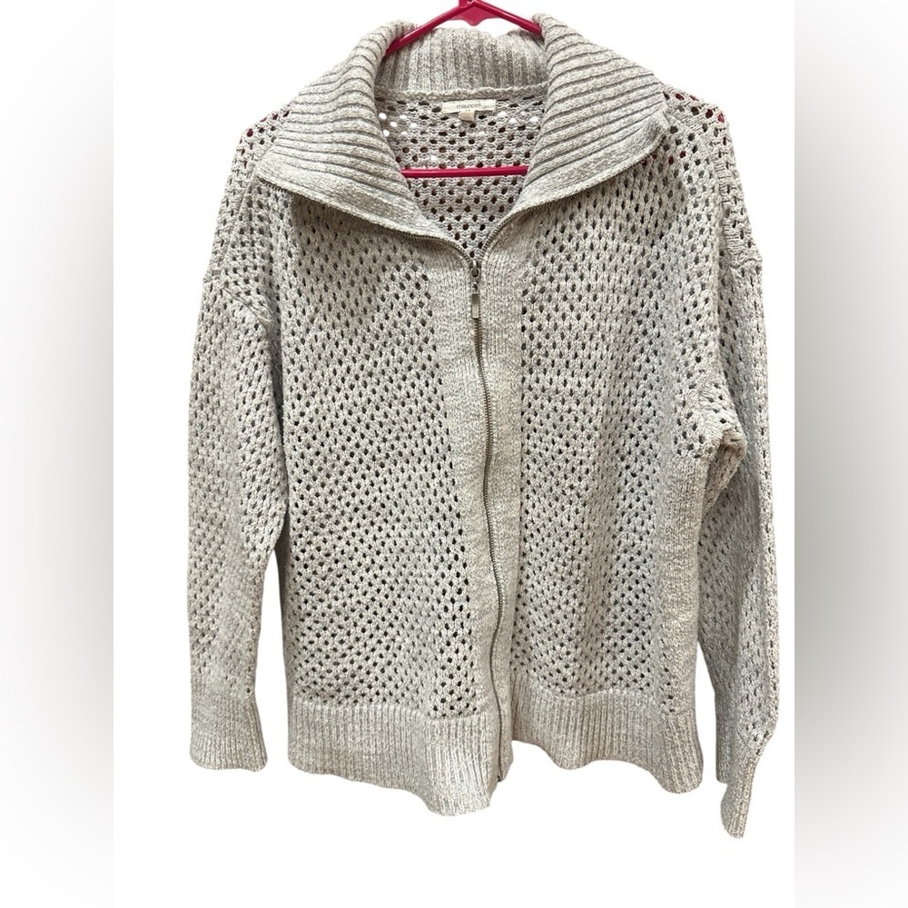 Maurices Light Gray Open-Knit Cardigan